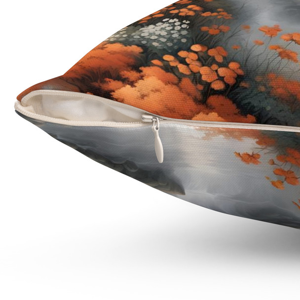 Burnt Orange Toile Style Accent Pillow