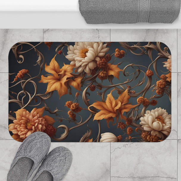 Fall Floral Microfiber Bath Mat