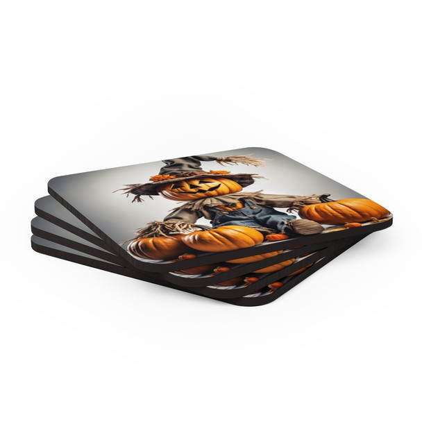 Halloween Scarecrow Corkwood Coaster Set