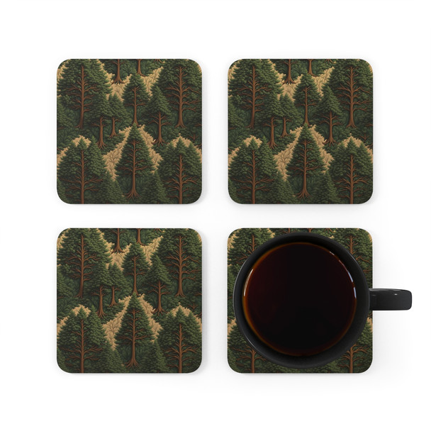 Pine Trees Corkwood Coaster Set