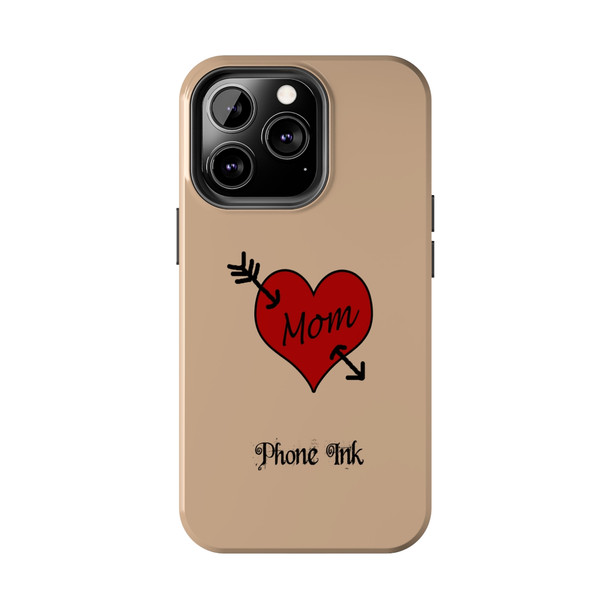 Phone Ink Heart "Mom" Phone-Too design Tough Phone Case iPhone in 21 different sizes. Compatible iPhone 7, 8, X, 11, 12, 13, 14 and more.