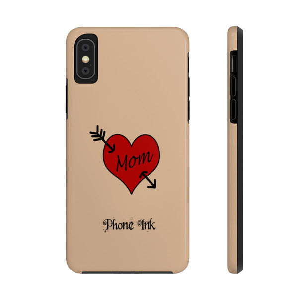 Phone Ink Heart "Mom" Phone-Too design Tough Phone Case iPhone in 21 different sizes. Compatible iPhone 7, 8, X, 11, 12, 13, 14 and more.