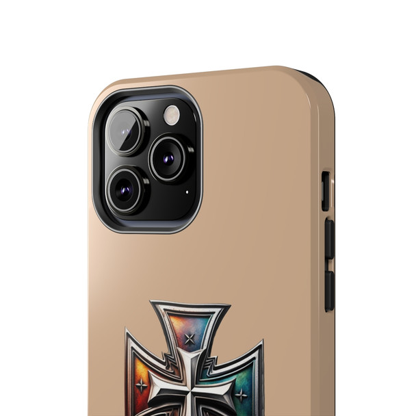 Phone Ink Iron Cross Phone-Too Tough Phone Case for iPhone in 21 different sizes. Compatible with iPhone 7, 8, X, 11, 12, 13, 14 and more.