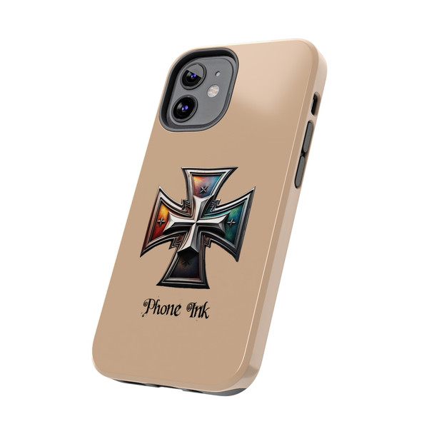 Phone Ink Iron Cross Phone-Too Tough Phone Case for iPhone in 21 different sizes. Compatible with iPhone 7, 8, X, 11, 12, 13, 14 and more.