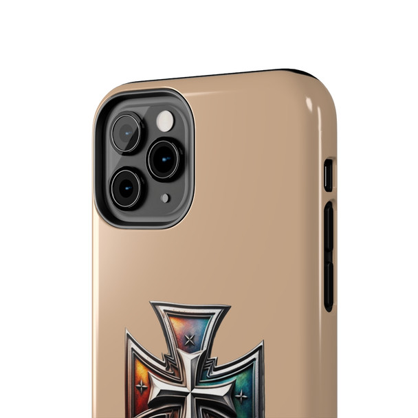 Phone Ink Iron Cross Phone-Too Tough Phone Case for iPhone in 21 different sizes. Compatible with iPhone 7, 8, X, 11, 12, 13, 14 and more.
