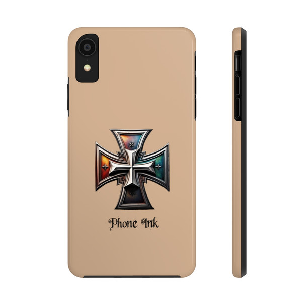 Phone Ink Iron Cross Phone-Too Tough Phone Case for iPhone in 21 different sizes. Compatible with iPhone 7, 8, X, 11, 12, 13, 14 and more.