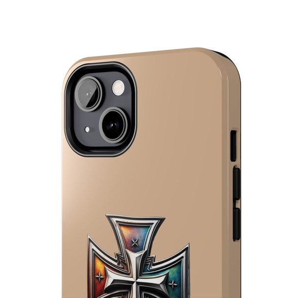 Phone Ink Iron Cross Phone-Too Tough Phone Case for iPhone in 21 different sizes. Compatible with iPhone 7, 8, X, 11, 12, 13, 14 and more.