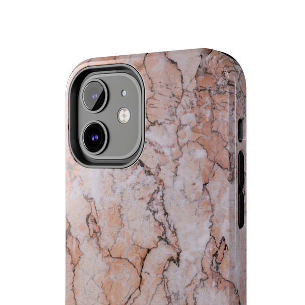 Pink Marble Tough Phone Case for iPhone in 21 different sizes. Compatible with iPhone 7, 8, X, 11, 12, 13, 14 and more.