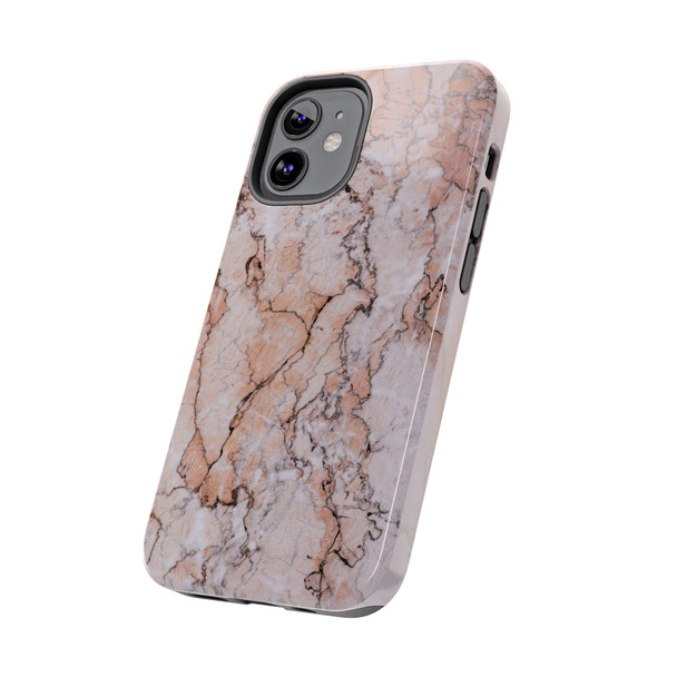 Pink Marble Tough Phone Case for iPhone in 21 different sizes. Compatible with iPhone 7, 8, X, 11, 12, 13, 14 and more.