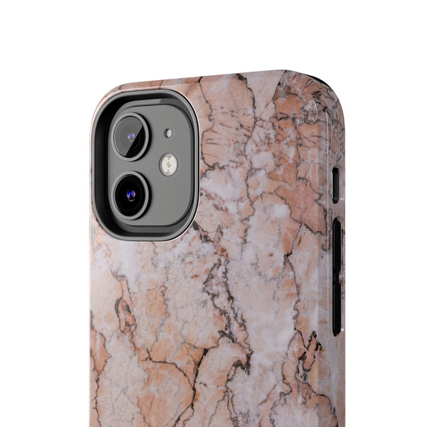 Pink Marble Tough Phone Case for iPhone in 21 different sizes. Compatible with iPhone 7, 8, X, 11, 12, 13, 14 and more.