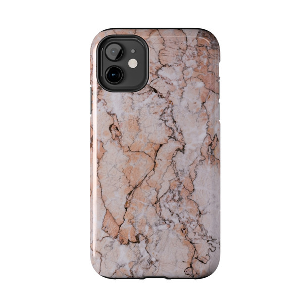 Pink Marble Tough Phone Case for iPhone in 21 different sizes. Compatible with iPhone 7, 8, X, 11, 12, 13, 14 and more.