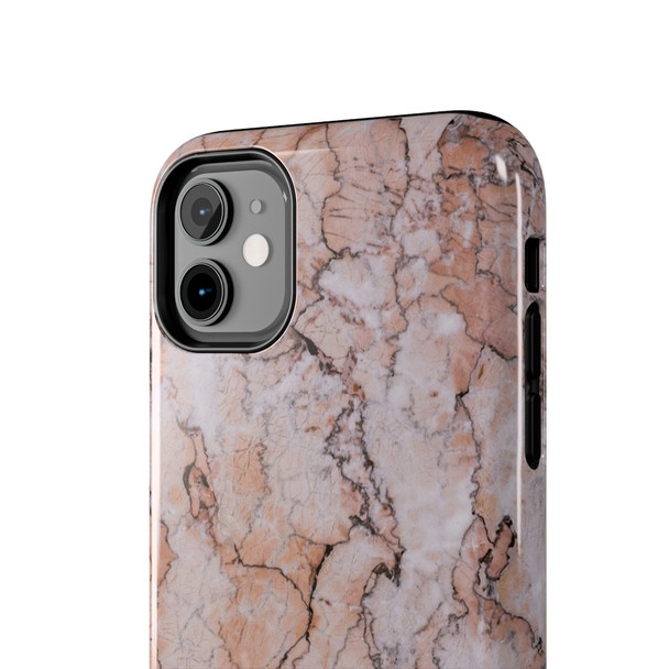 Pink Marble Tough Phone Case for iPhone in 21 different sizes. Compatible with iPhone 7, 8, X, 11, 12, 13, 14 and more.