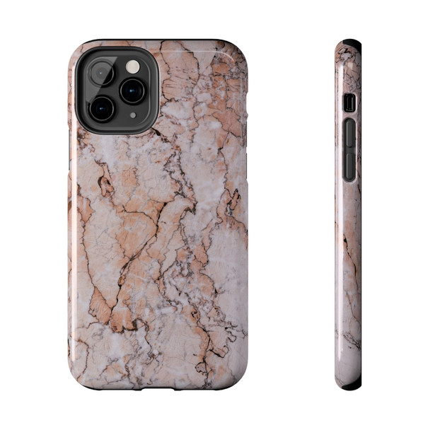 Pink Marble Tough Phone Case for iPhone in 21 different sizes. Compatible with iPhone 7, 8, X, 11, 12, 13, 14 and more.