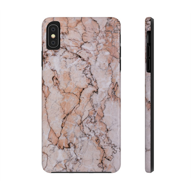 Pink Marble Tough Phone Case for iPhone in 21 different sizes. Compatible with iPhone 7, 8, X, 11, 12, 13, 14 and more.