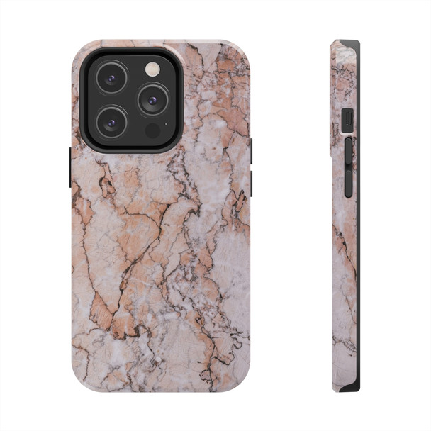Pink Marble Tough Phone Case for iPhone in 21 different sizes. Compatible with iPhone 7, 8, X, 11, 12, 13, 14 and more.