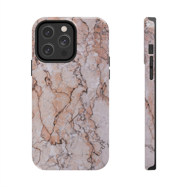 Pink Marble Tough Phone Case for iPhone in 21 different sizes. Compatible with iPhone 7, 8, X, 11, 12, 13, 14 and more.