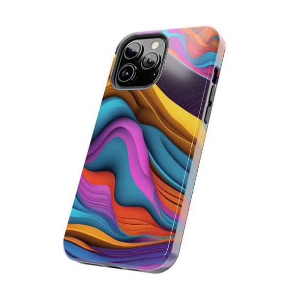 Neon Ribbons Tough Phone Case for iPhone in 21 different sizes. Compatible with iPhone 7, 8, X, 11, 12, 13, 14 and more.