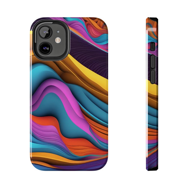 Neon Ribbons Tough Phone Case for iPhone in 21 different sizes. Compatible with iPhone 7, 8, X, 11, 12, 13, 14 and more.