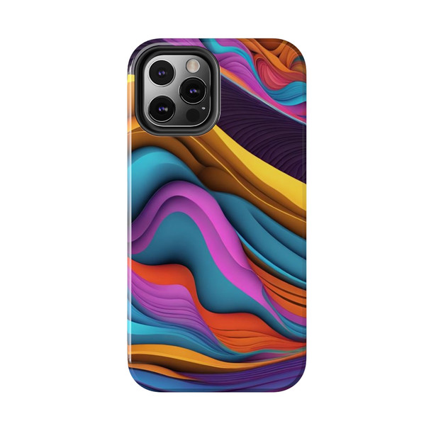 Neon Ribbons Tough Phone Case for iPhone in 21 different sizes. Compatible with iPhone 7, 8, X, 11, 12, 13, 14 and more.