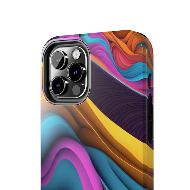 Neon Ribbons Tough Phone Case for iPhone in 21 different sizes. Compatible with iPhone 7, 8, X, 11, 12, 13, 14 and more.