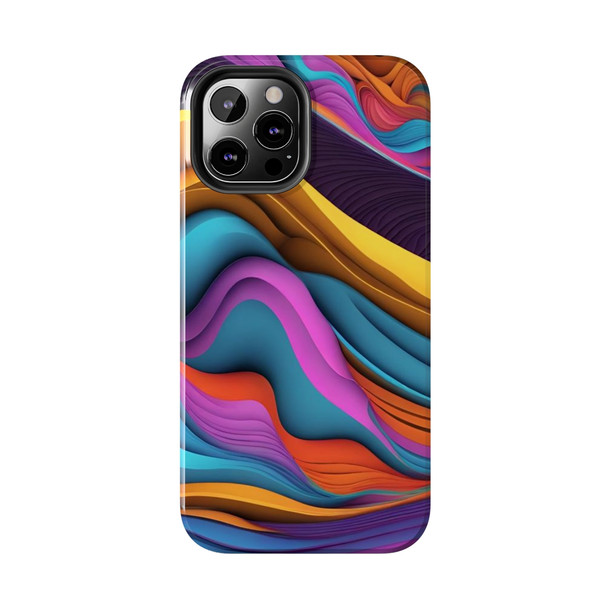 Neon Ribbons Tough Phone Case for iPhone in 21 different sizes. Compatible with iPhone 7, 8, X, 11, 12, 13, 14 and more.