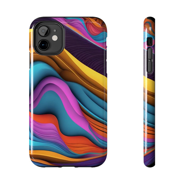 Neon Ribbons Tough Phone Case for iPhone in 21 different sizes. Compatible with iPhone 7, 8, X, 11, 12, 13, 14 and more.