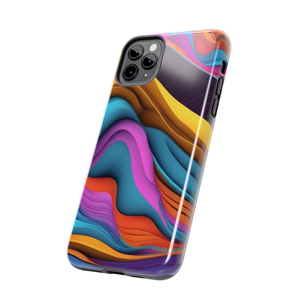 Neon Ribbons Tough Phone Case for iPhone in 21 different sizes. Compatible with iPhone 7, 8, X, 11, 12, 13, 14 and more.