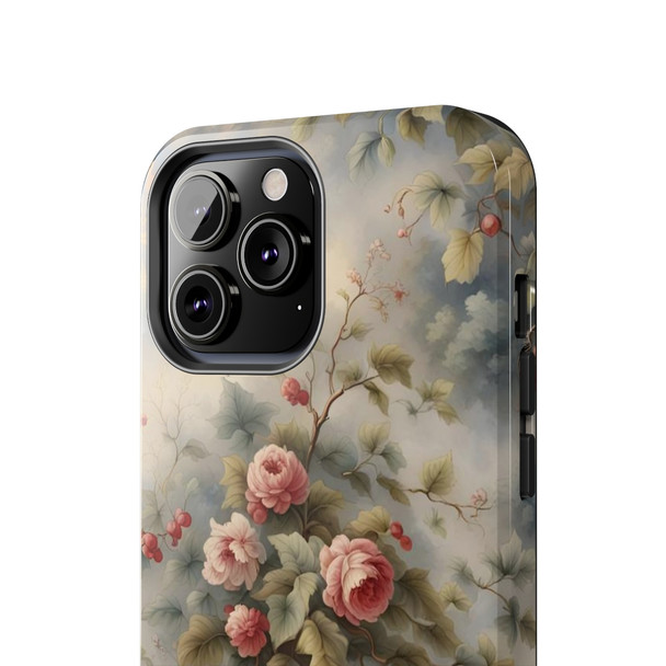 Rose Toile Tough Phone Case for iPhone in 21 different sizes. Compatible with iPhone 7, 8, X, 11, 12, 13, 14 and more.