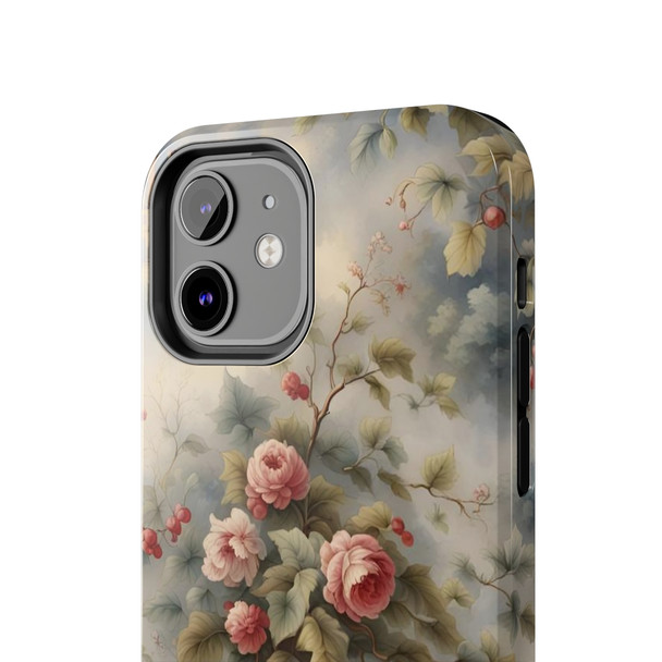 Rose Toile Tough Phone Case for iPhone in 21 different sizes. Compatible with iPhone 7, 8, X, 11, 12, 13, 14 and more.