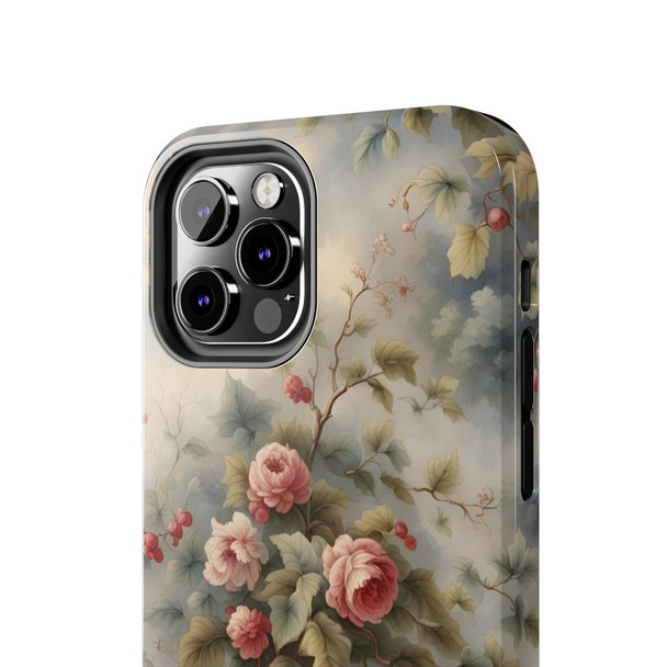 Rose Toile Tough Phone Case for iPhone in 21 different sizes. Compatible with iPhone 7, 8, X, 11, 12, 13, 14 and more.