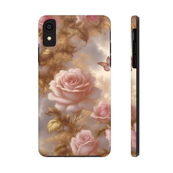 Rose Gold Tough Phone Case for iPhone in 21 different sizes. Compatible with iPhone 7, 8, X, 11, 12, 13, 14 and more.