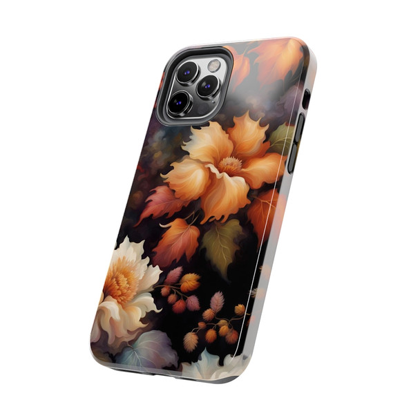 Fall Floral Tough Phone Case for iPhone in 21 different sizes. Compatible with iPhone 7, 8, X, 11, 12, 13, 14 and more.