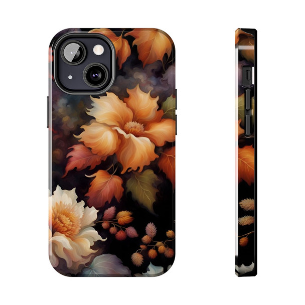 Fall Floral Tough Phone Case for iPhone in 21 different sizes. Compatible with iPhone 7, 8, X, 11, 12, 13, 14 and more.
