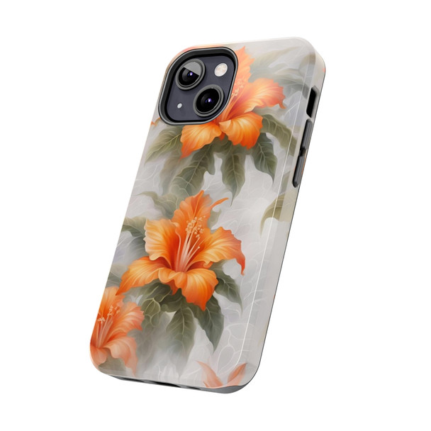Orange Splash Tough Phone Case for iPhone in 21 different sizes. Compatible with iPhone 7, 8, X, 11, 12, 13, 14 and more.
