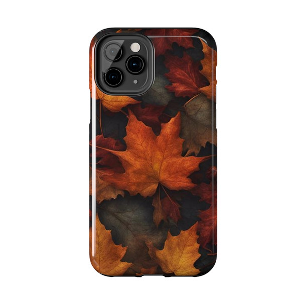 Fall Leaves Tough Phone Case for iPhone in 21 different sizes. Compatible with iPhone 7, 8, X, 11, 12, 13, 14 and more.