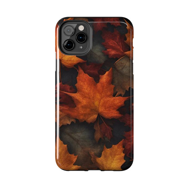 Fall Leaves Tough Phone Case for iPhone in 21 different sizes. Compatible with iPhone 7, 8, X, 11, 12, 13, 14 and more.