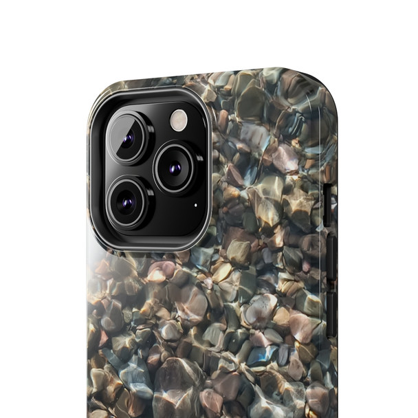 Pebbles in Water Tough Phone Case for iPhone in 21 different sizes. Compatible with iPhone 7, 8, X, 11, 12, 13, 14 and more.
