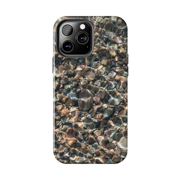 Pebbles in Water Tough Phone Case for iPhone in 21 different sizes. Compatible with iPhone 7, 8, X, 11, 12, 13, 14 and more.