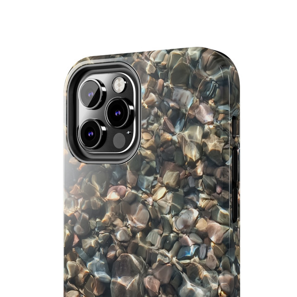 Pebbles in Water Tough Phone Case for iPhone in 21 different sizes. Compatible with iPhone 7, 8, X, 11, 12, 13, 14 and more.