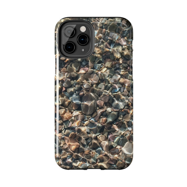 Pebbles in Water Tough Phone Case for iPhone in 21 different sizes. Compatible with iPhone 7, 8, X, 11, 12, 13, 14 and more.