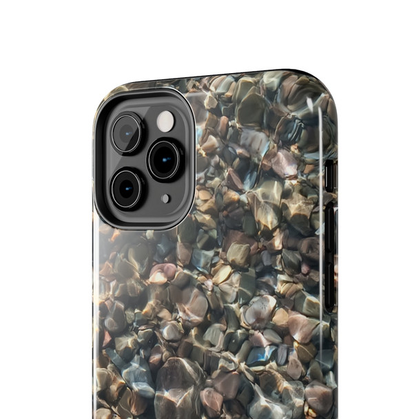 Pebbles in Water Tough Phone Case for iPhone in 21 different sizes. Compatible with iPhone 7, 8, X, 11, 12, 13, 14 and more.