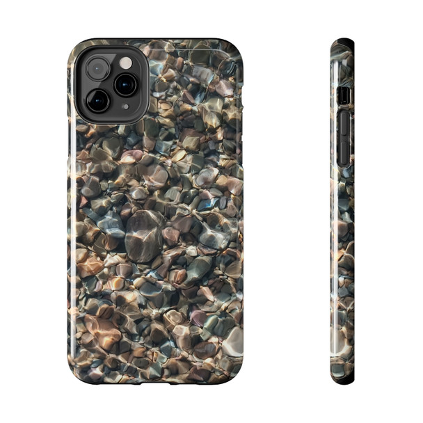 Pebbles in Water Tough Phone Case for iPhone in 21 different sizes. Compatible with iPhone 7, 8, X, 11, 12, 13, 14 and more.