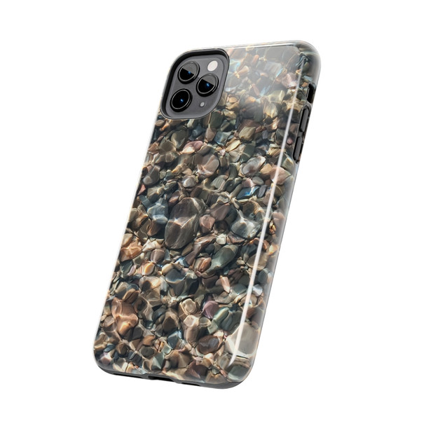 Pebbles in Water Tough Phone Case for iPhone in 21 different sizes. Compatible with iPhone 7, 8, X, 11, 12, 13, 14 and more.