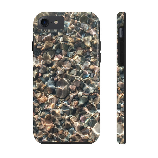 Pebbles in Water Tough Phone Case for iPhone in 21 different sizes. Compatible with iPhone 7, 8, X, 11, 12, 13, 14 and more.