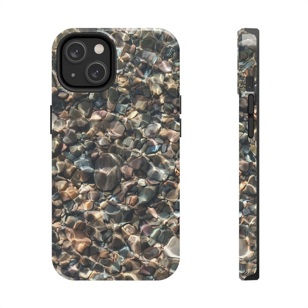 Pebbles in Water Tough Phone Case for iPhone in 21 different sizes. Compatible with iPhone 7, 8, X, 11, 12, 13, 14 and more.