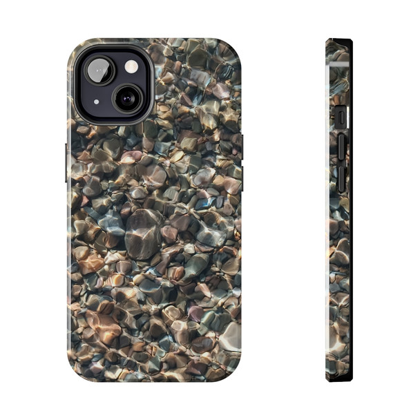 Pebbles in Water Tough Phone Case for iPhone in 21 different sizes. Compatible with iPhone 7, 8, X, 11, 12, 13, 14 and more.