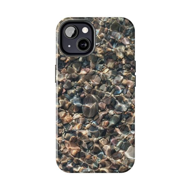 Pebbles in Water Tough Phone Case for iPhone in 21 different sizes. Compatible with iPhone 7, 8, X, 11, 12, 13, 14 and more.