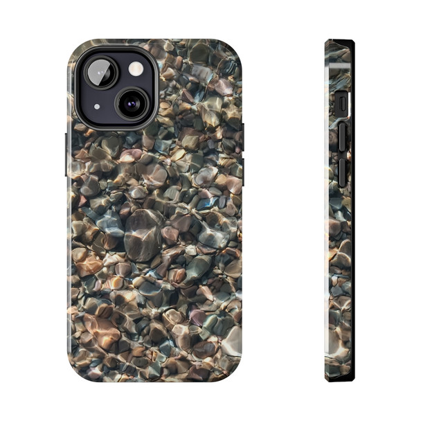 Pebbles in Water Tough Phone Case for iPhone in 21 different sizes. Compatible with iPhone 7, 8, X, 11, 12, 13, 14 and more.