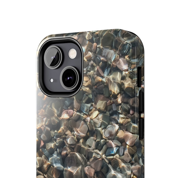 Pebbles in Water Tough Phone Case for iPhone in 21 different sizes. Compatible with iPhone 7, 8, X, 11, 12, 13, 14 and more.