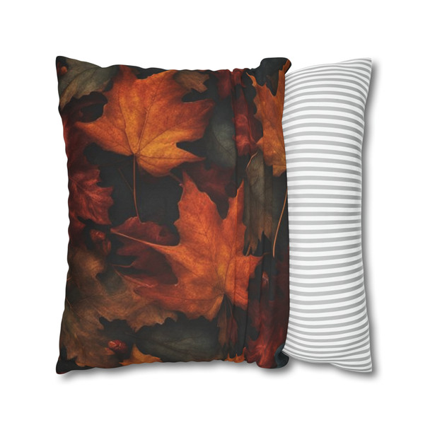 Pillow Case Autumn Leaves Spun Polyester Square Throw Pillow Case hidden zipper cover fall thanksgiving 